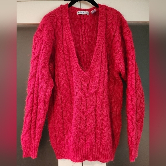 Northern Isles Mohair Wool Blend Sweater Deep V- neck Sweater - Picture 1 of 7